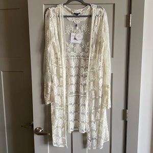NWT Boho midi length lace kimono